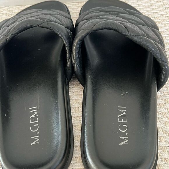 M. Gemi Black quilted leather Alessa slide sandals Sz 36 Womens 6 - Picture 4 of 6